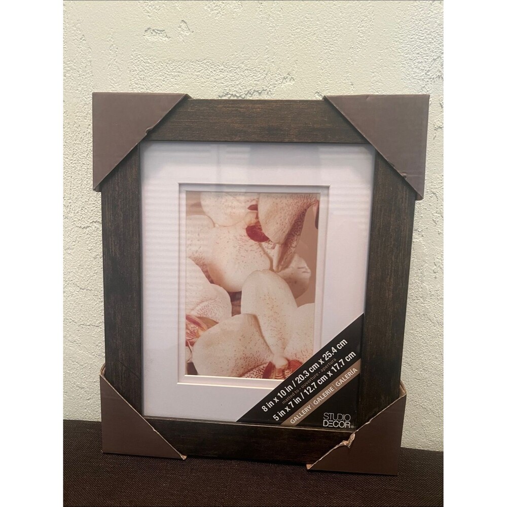 #2321*”8x10”Studio Decor Dark Brown Wood Frame with White Double Mat